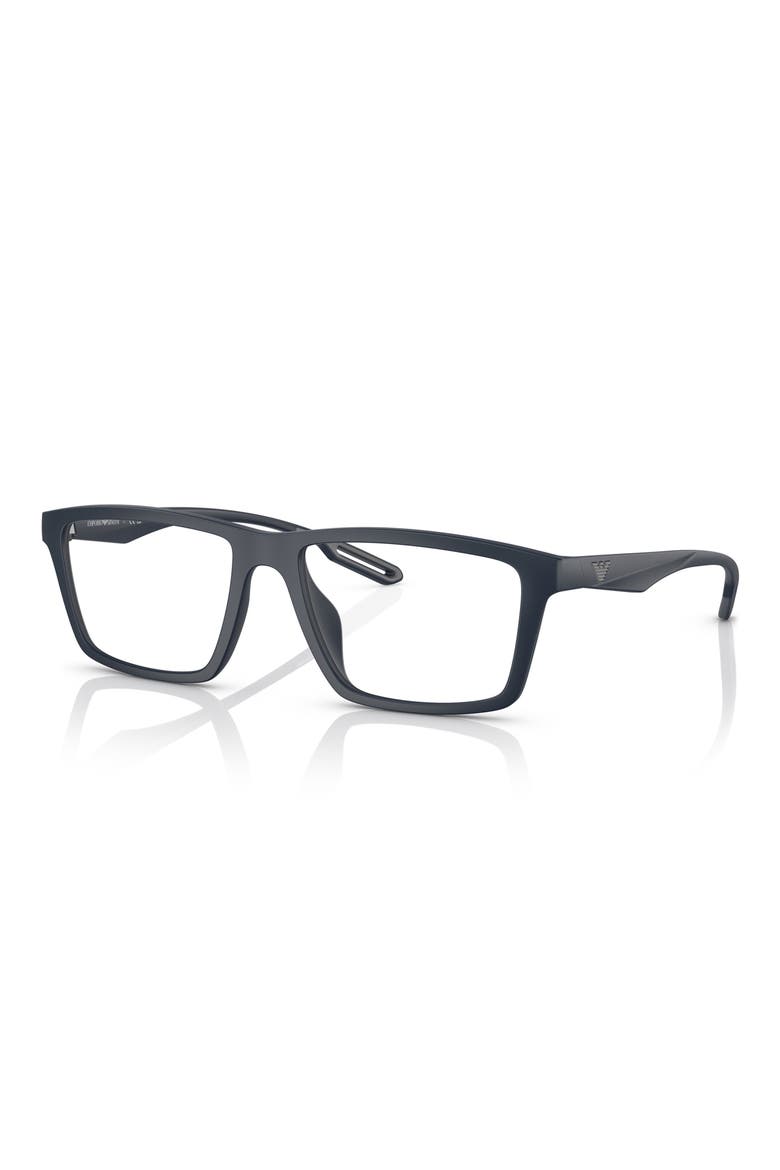 55mm Rectangle Optical Glasses, Alternate, color, MATTE BLUE / CLEAR