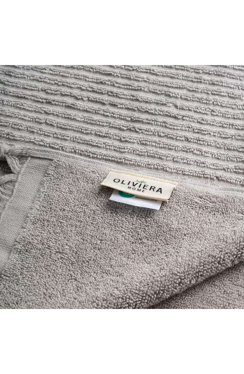Olive & Linen Ribbed Loom Turkish Cotton Terry Hand Towel Bundle, Alternate, color, Light Gray