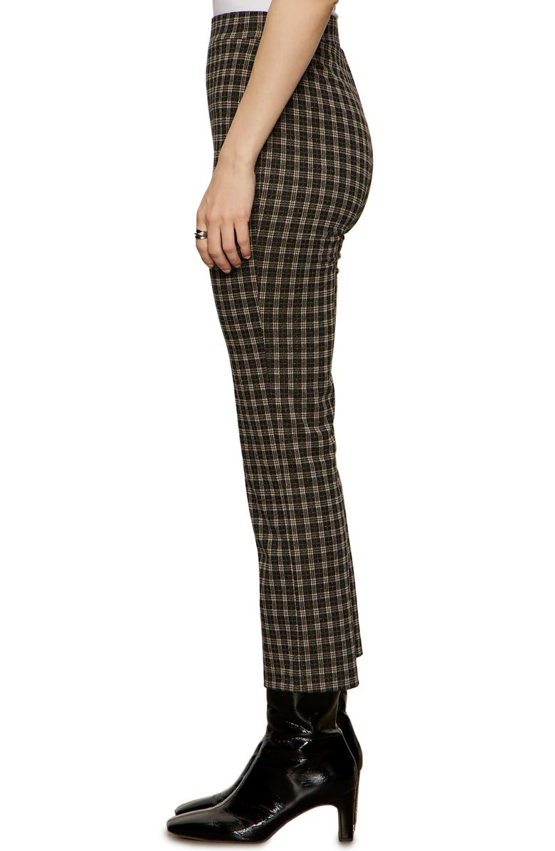 Sanctuary Carnaby Metallic Plaid Mid Rise Crop Pants, Alternate, color, Shine On Brown