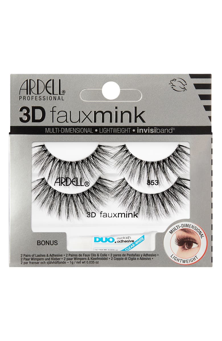 ARDELL 2-Pack 3D Fauxmink 853 Lashes, Main, color, 