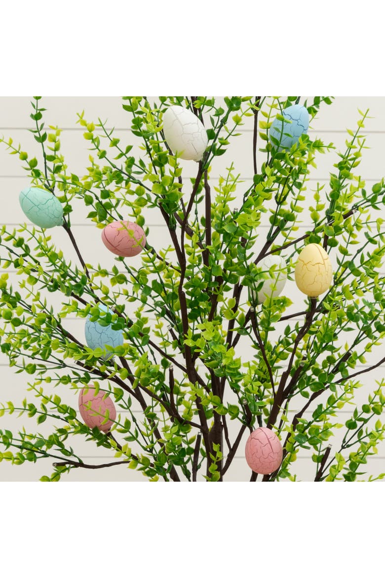 3-ft Pre-Lit Artificial Easter Egg Twig Tree with Greens and 48 Warm White LED Lights, Alternate, color, Green