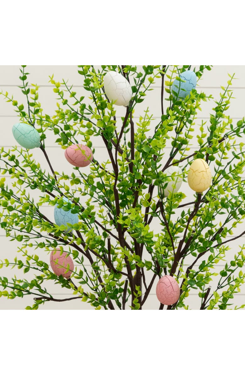NEARLY NATURAL 3-ft Pre-Lit Artificial Easter Egg Twig Tree with Greens and 48 Warm White LED Lights, Alternate, color, Green