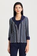 Ming Wang Heritage Mixed-Media Wing Collar Jacket