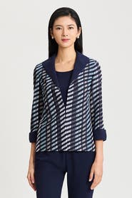 Ming Wang Heritage Mixed-Media Wing Collar Jacket