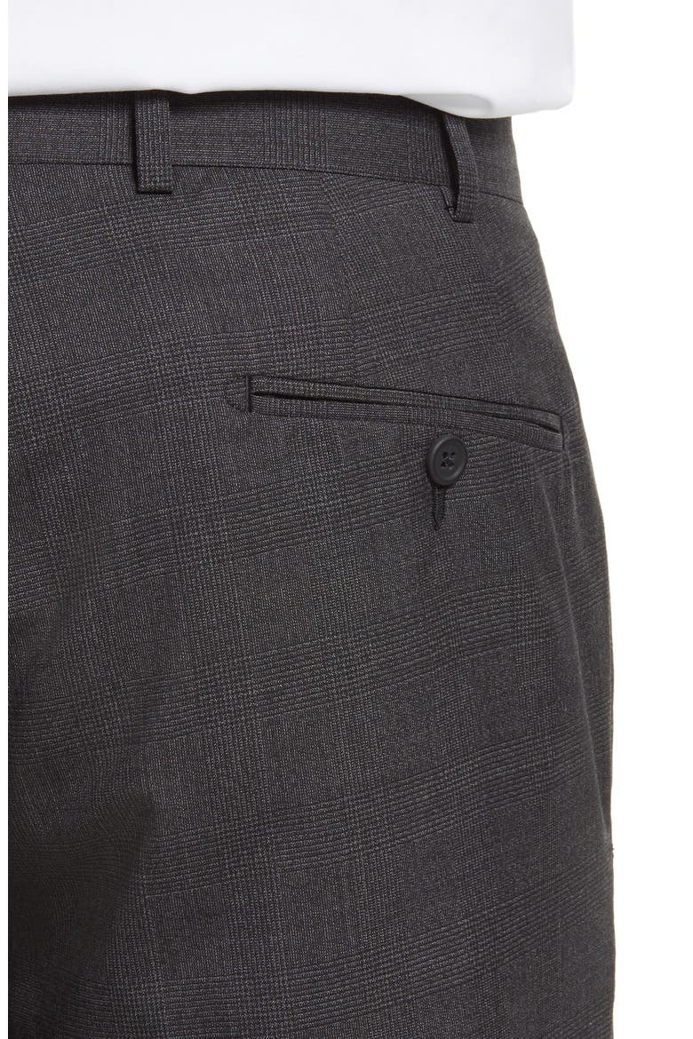 Torino Flat Front Glen Plaid Wool Pants, Alternate, color, BLACK CAVIAR GLEN PLAID