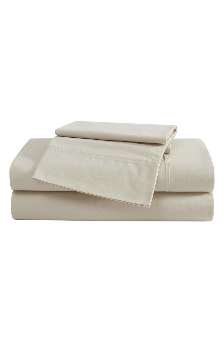 Eddie Bauer Solid 180 Thread Count Cotton Percale Sheet Set, Main, color, Oyster Grey