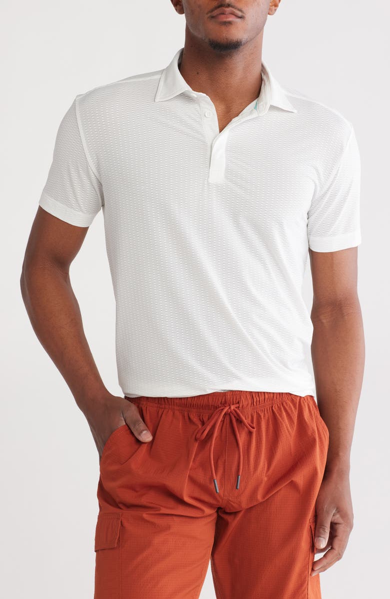 Vintage 1946 Metal Vent Jacquard Performance Golf Polo, Main, color, White