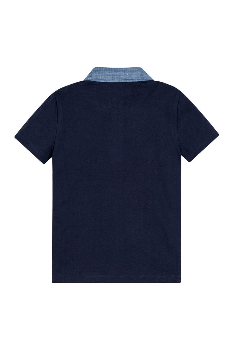 Baby Boys' Organic Jersey Polo with Chambray, Infant, Alternate, color, Navy with Chambray Trim