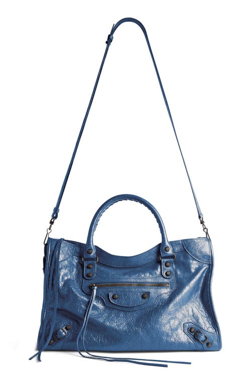 Balenciaga Le City Medium Crinkled Leather Top-handle Bag