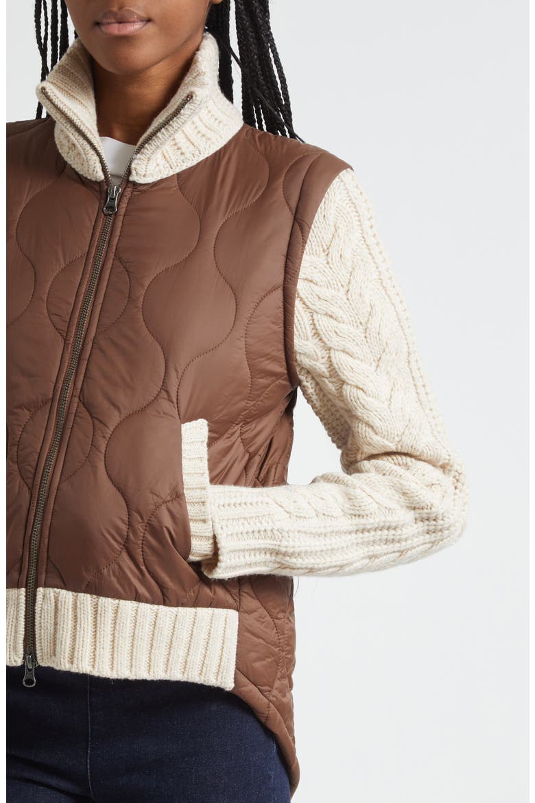 Patra Quilted Mixed Media Wool Blend Jacket, Alternate, color, MOCHA HEATHERED SAND