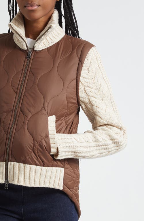 Veronica Beard Patra Quilted Mixed Media Wool Blend Jacket In Brown
