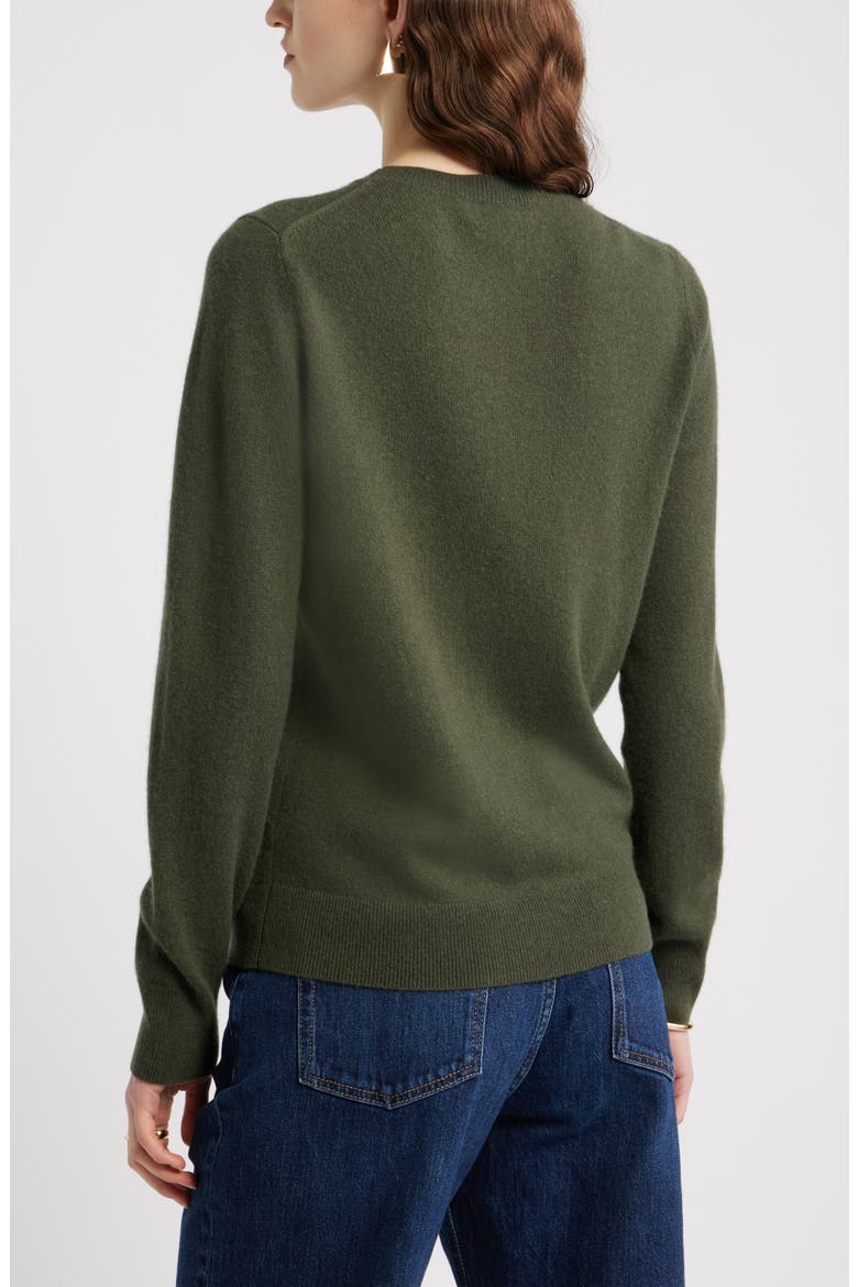 Cashmere Crewneck Sweater, Alternate, color, GREEN DUFFEL
