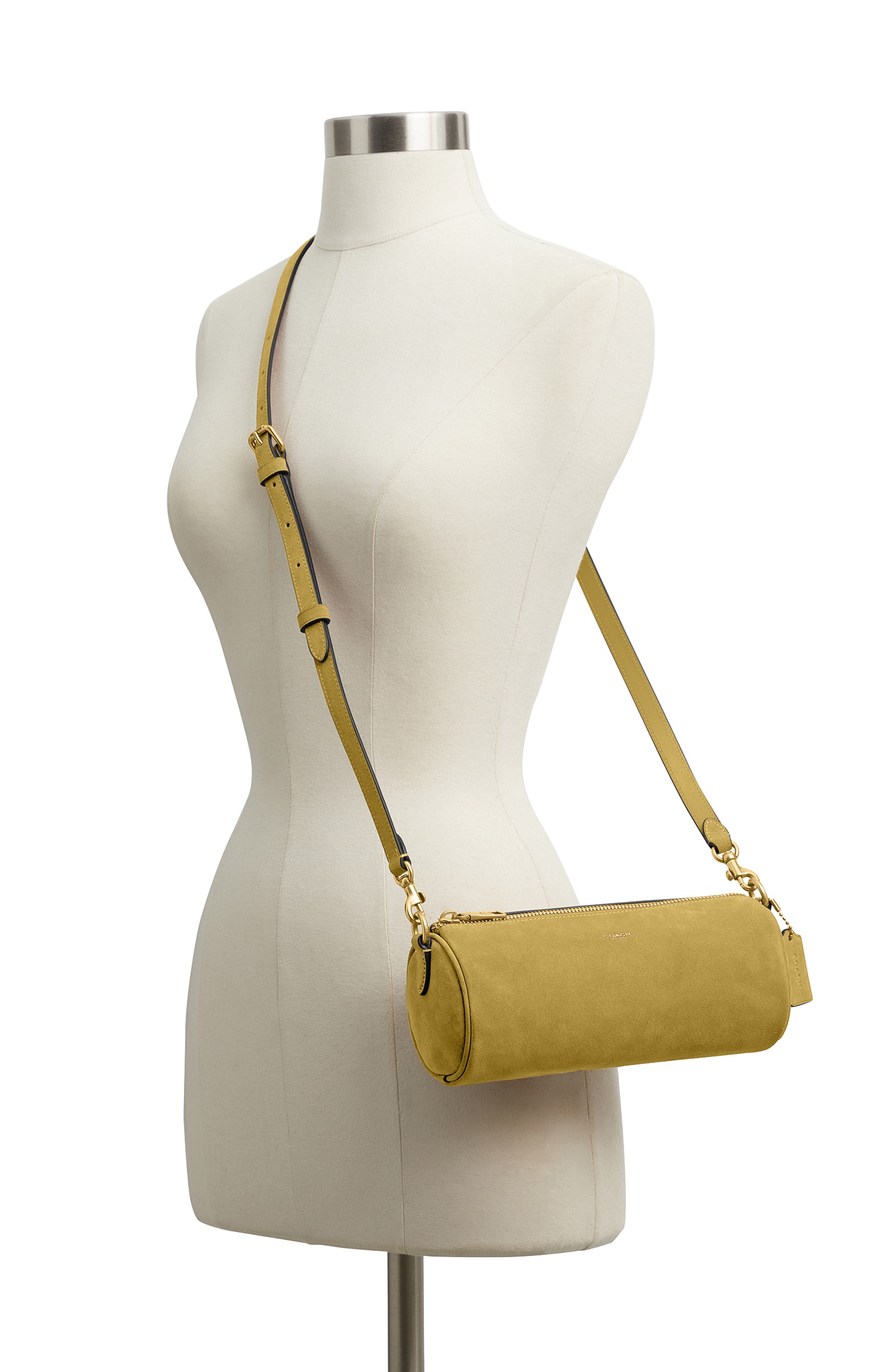 Suede Barrel Bag, Alternate, color, LIGHT CITRON