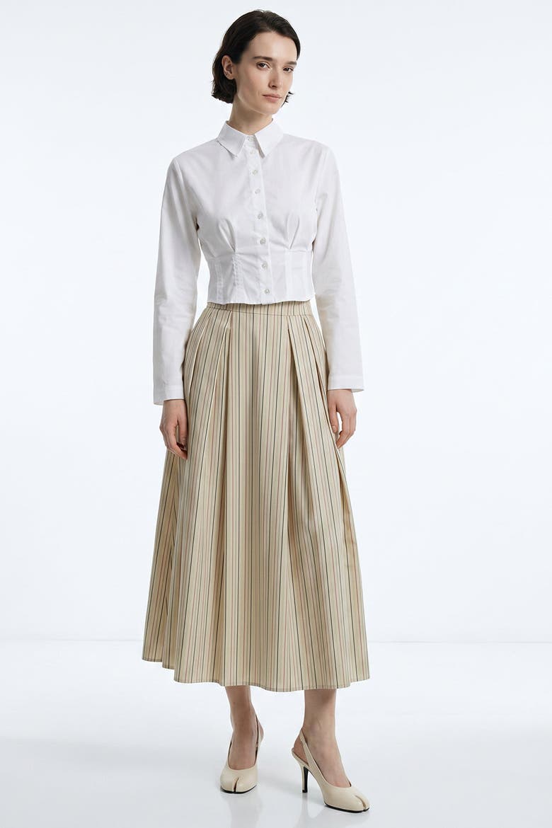 Gace Pleated Pocket Midi Skirt, Alternate, color, Beige