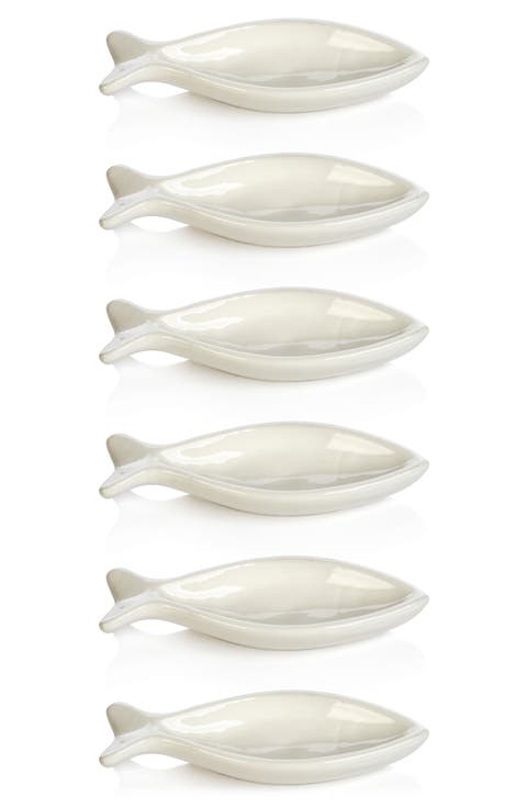 Coral Beach Set of 6 Ceramic Fish Bowls