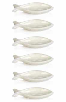 Zodax Coral Beach Set of 6 Ceramic Fish Bowls