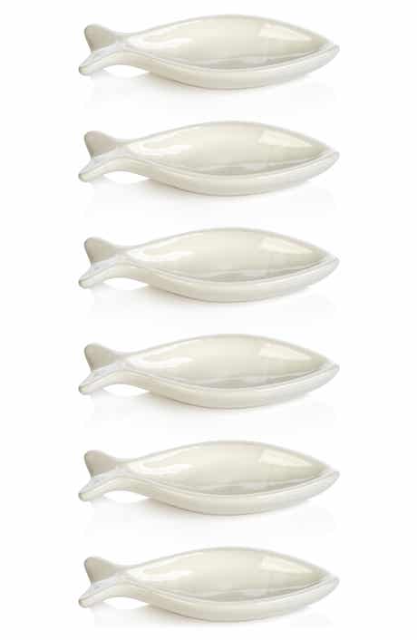 Zodax Coral Beach Set of 6 Ceramic Fish Bowls