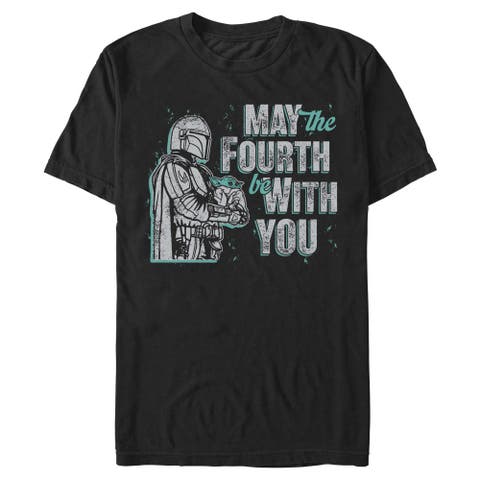 Men's Star Wars The Mandalorian Distressed Mando And Grogu May The Fourth  Graphic T-Shirt