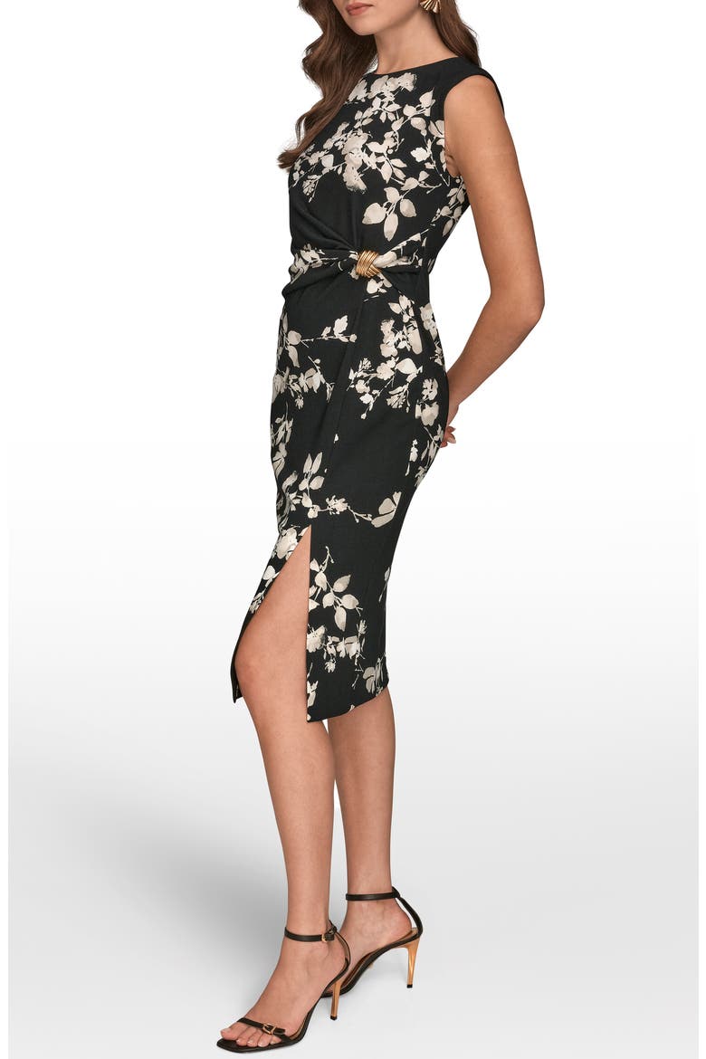 Floral Side Ruched Sheath Dress, Alternate, color, BLACK MULTI