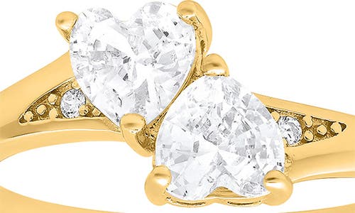 Queen Jewels Cubic Zirconia Double Heart Ring In Gold