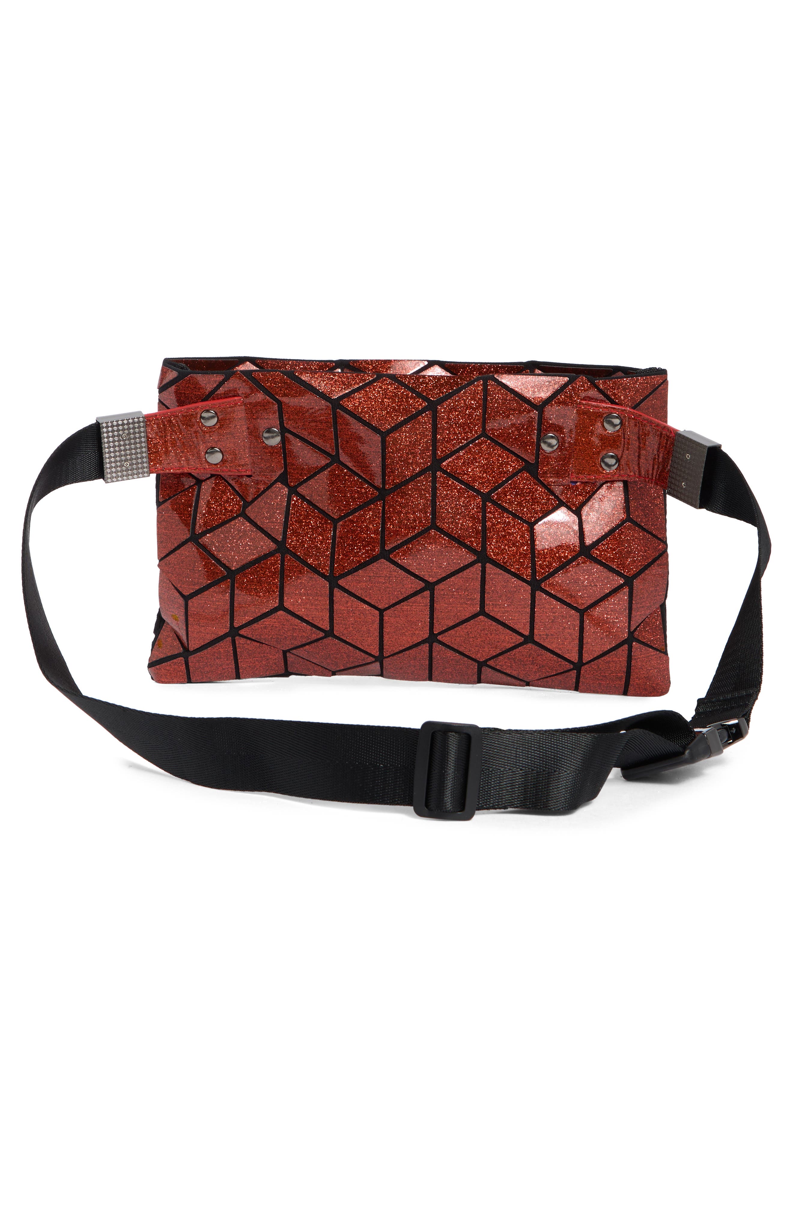 Glitter Geo Belt Bag, Alternate, color, RED GLITTER