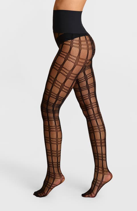 Plaid Fishnet Tights