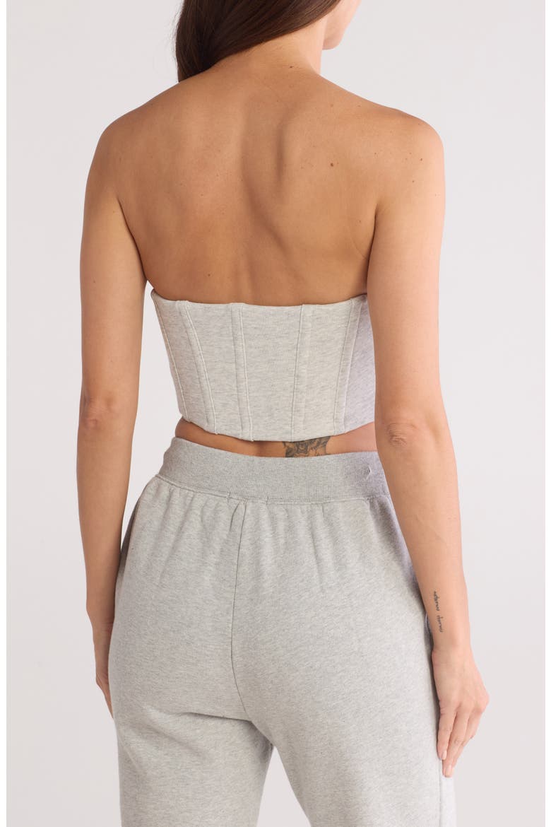 Strapless Brushed Fleece Corset Top, Alternate, color, HEATHER GREY001