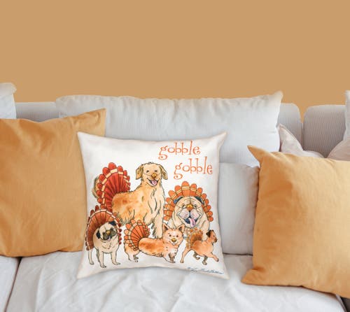 C & F Home C&f Home The Gobblers Dog Festive Turkeys Gobble Gobble Premium Indoor/outdoor Accent Throw Pillow, In Multi
