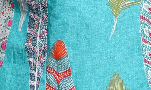 Apny Print Poplin Button-up Shirt In Turquoise Multi