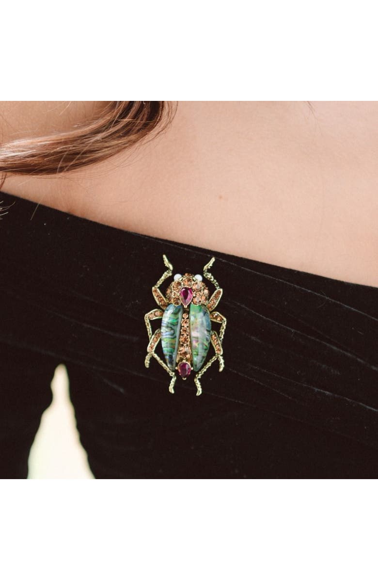 Bill Skinner Studio Bejewelled Beetle Statement Brooch, Alternate, color, 