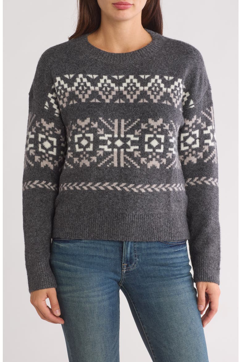 Fair Isle Crewneck Sweater, Main, color, CHARCOAL MULTI