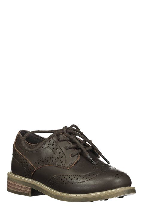 Boys Leather Wingtip Oxford, Brown