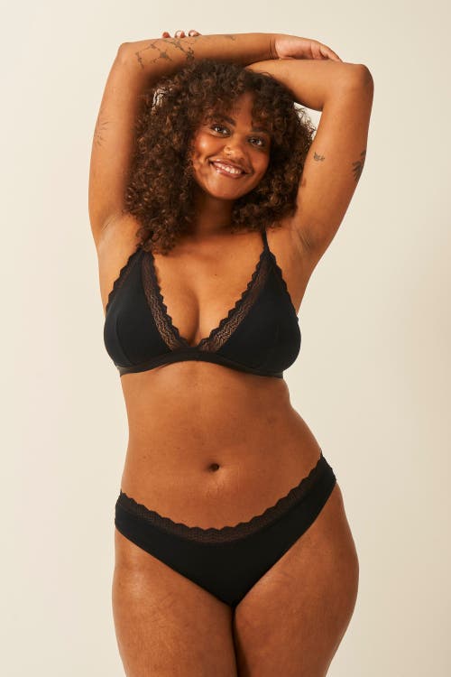Stripe & Stare Zig Zag Lace Triangle Bralette & Original Knicker Set In Black