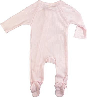 Embroidered Heart Waffle Stitch Footie, Headband & Rattle Set