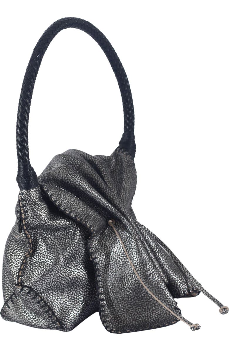 Carlos Falchi Shoulder Butterfly Top Grain Leather Bag, Alternate, color, Roman Chrome