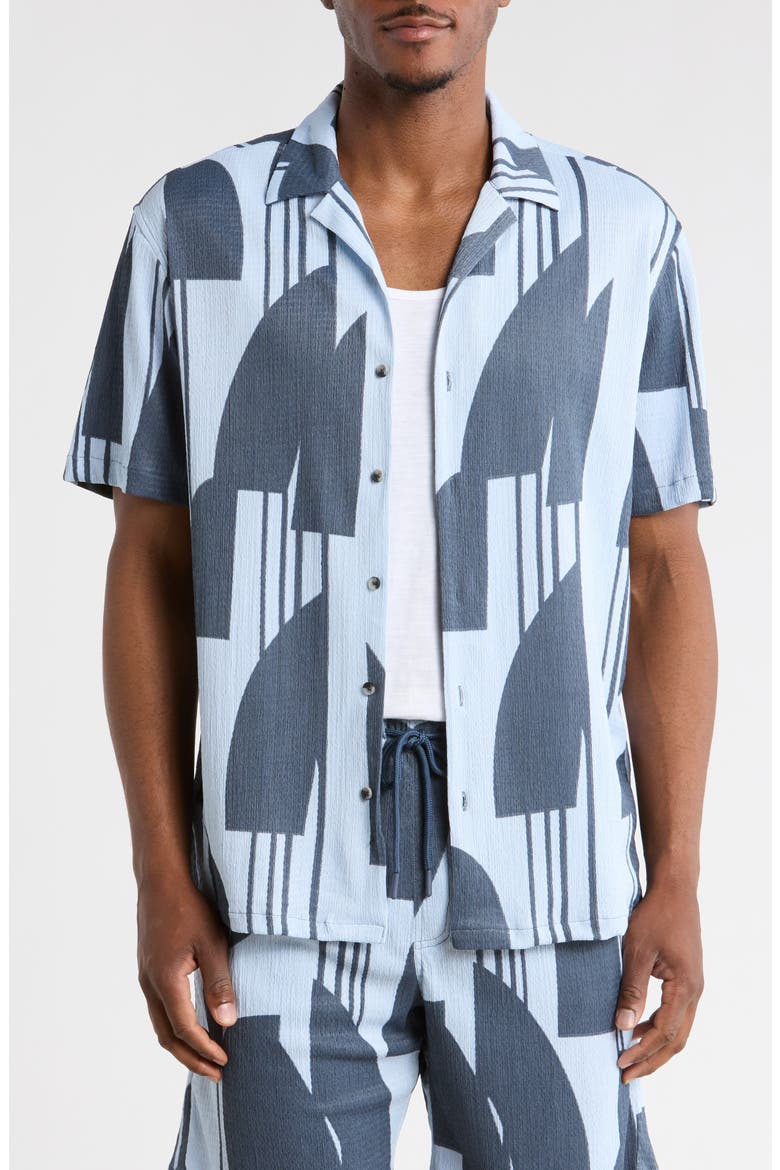 Abstract Print Camp Shirt, Main, color, BLUE FINCH