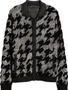 John Varvatos Venosa Houndstooth Cotton & Alpaca Blend Cardigan