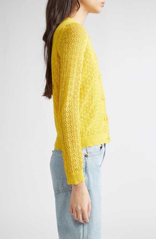 Doen Dôen Diane Pointelle Cardigan In Yellow