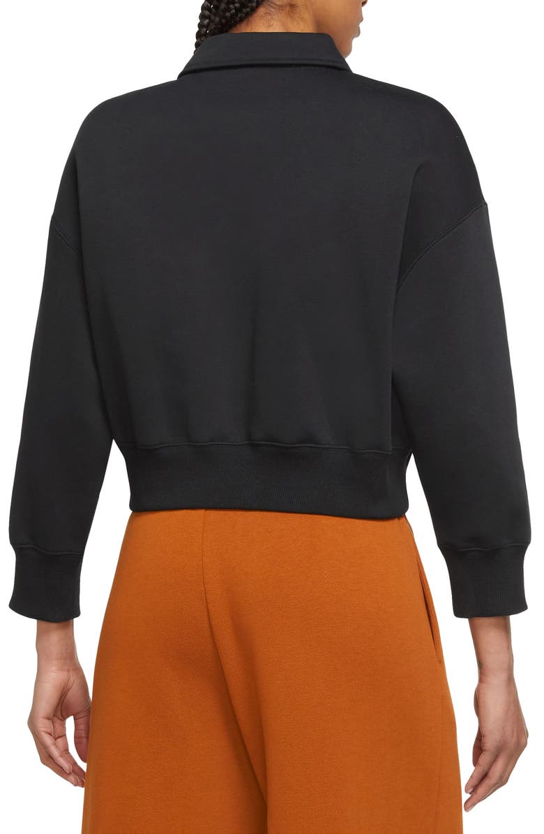 Nike Phoenix Fleece Three-Quarter Sleeve Crop Polo Sweatshirt, Alternate, color, 