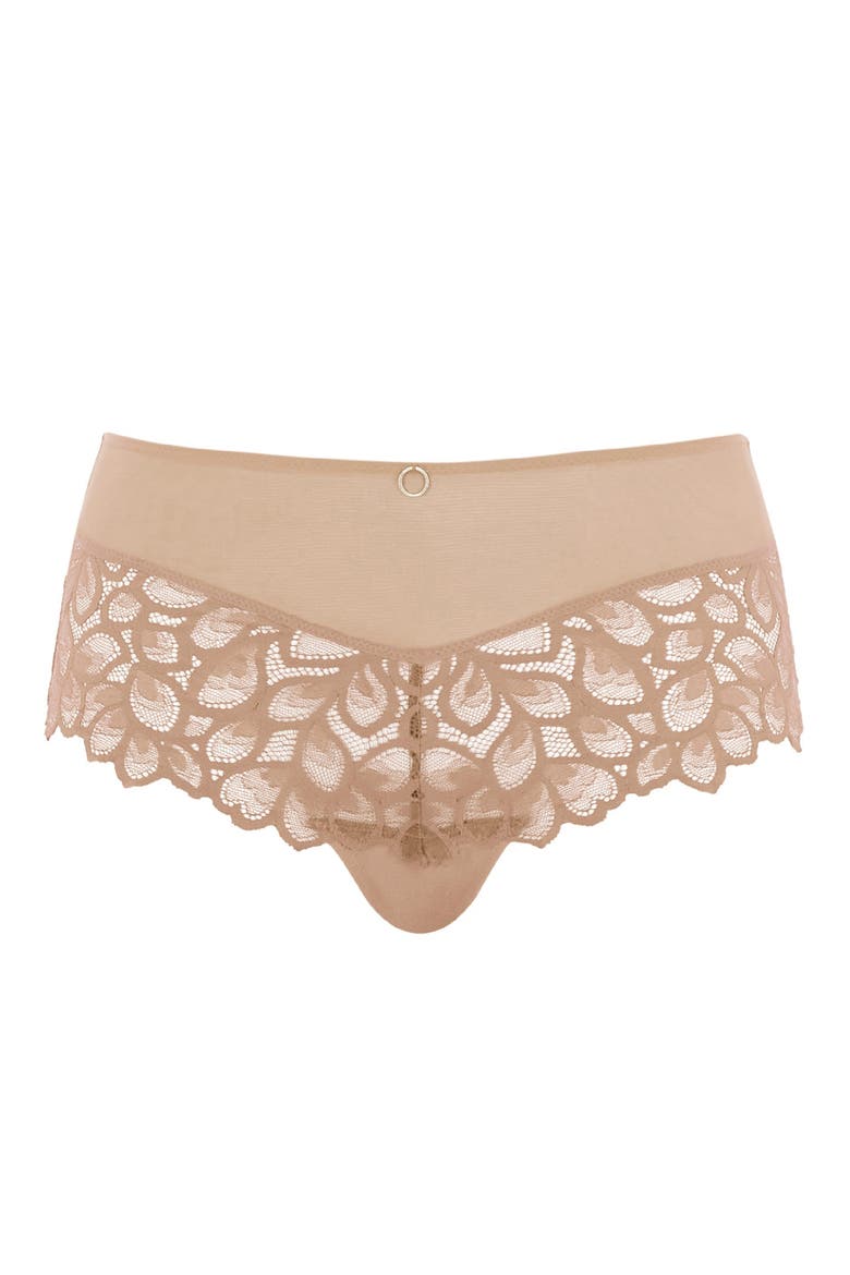 Allure Lace Cheeky Briefs, Alternate, color, HONEY