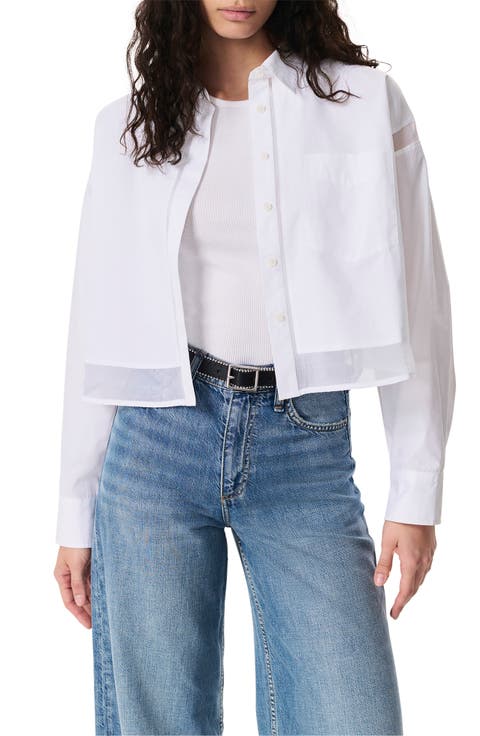 Beatrice Mixed Media Crop Button-Up Shirt