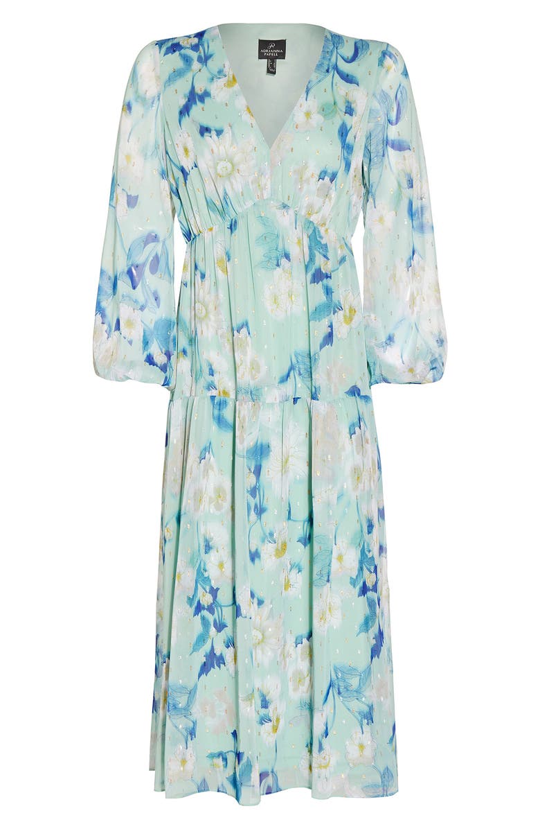 Adrianna Papell Floral Long Sleeve Chiffon Dress, Alternate, color, 
