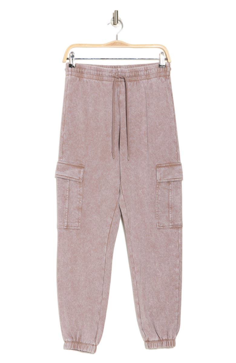 90 DEGREE BY REFLEX Washed French Terry Cargo Joggers, Alternate, color, Mocha Latte