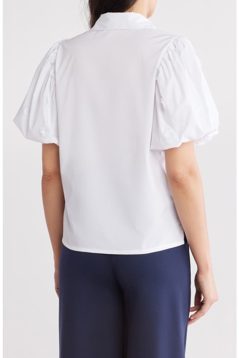 Jayla Embroidered Puff Sleeve Button-Up Shirt, Alternate, color, BRIGHT WHITE