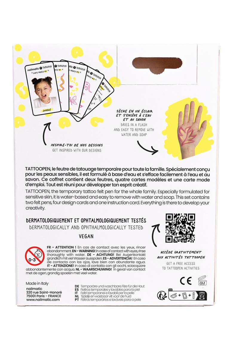 TattooPen Jungle Temporary Tattoo Felt Pen Kit, Alternate, color, MULTI