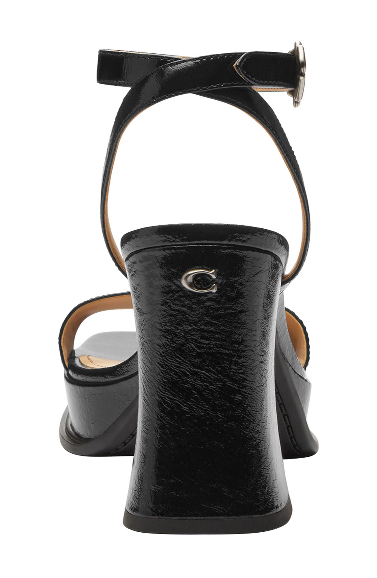 COACH Tea Rose Platform Sandal, Alternate, color, Black