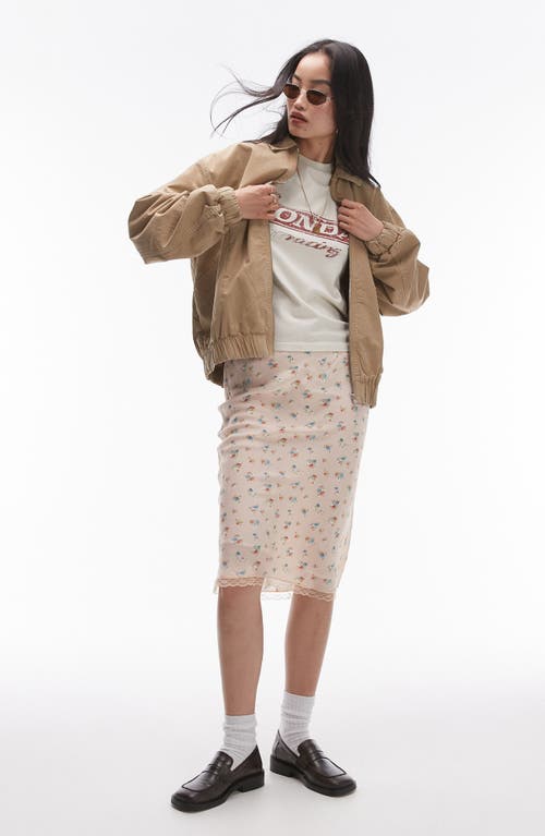 Shop Topshop Oversize Cotton Bomber Jacket In Stone