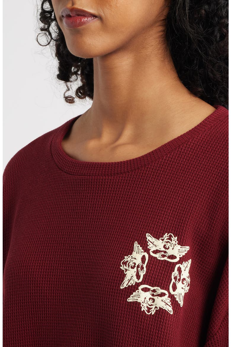 Mon Cheri Thermal Boyfriend Sweatshirt, Alternate, color, WINE