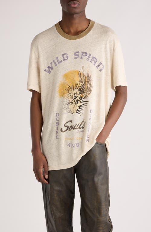 Shop Isabel Marant Honore Linen Graphic T-shirt In Ecru/sand