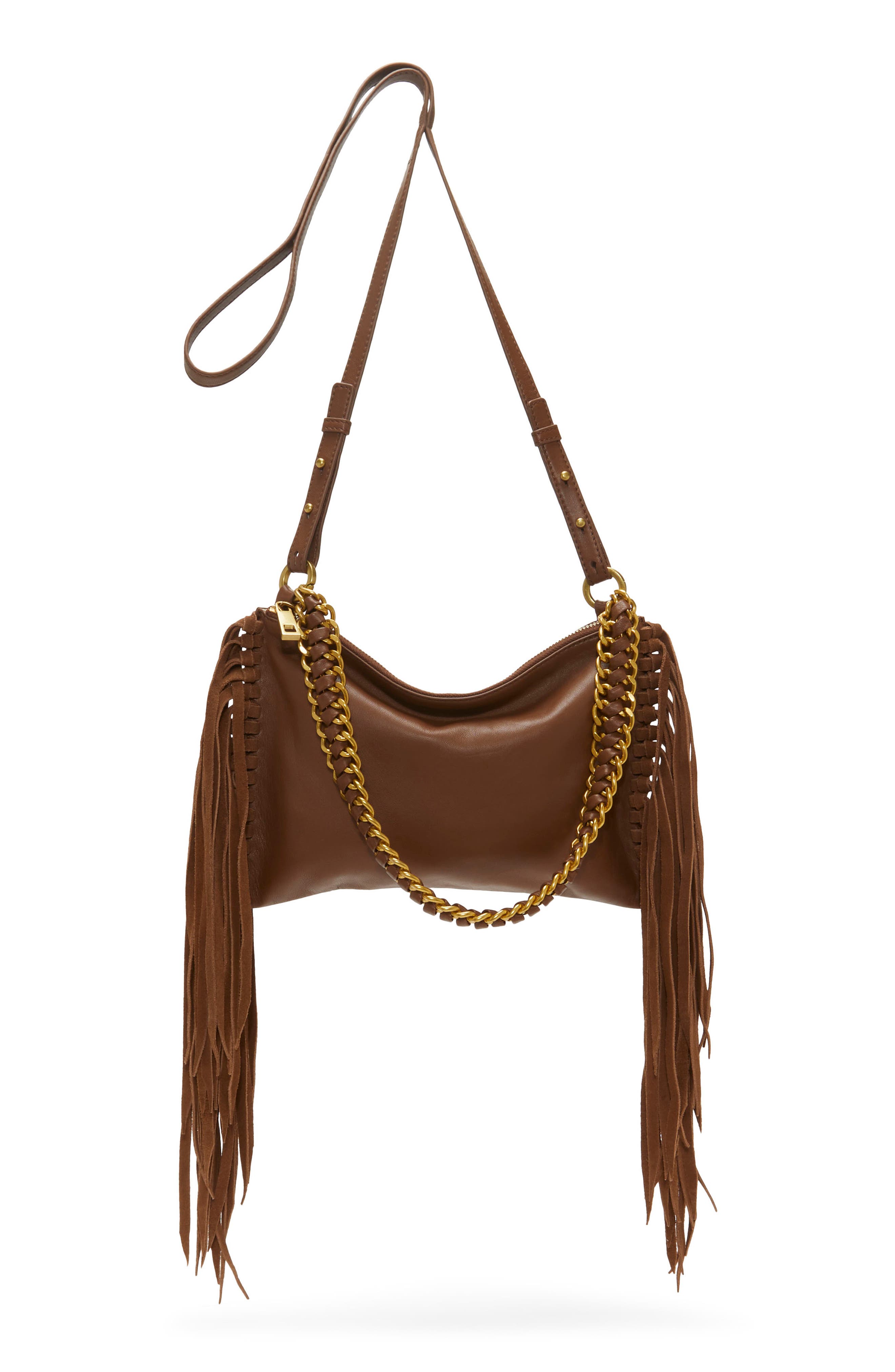 Vince Camuto Kokel Fringe Leather Crossbody Bag, Main, color, 